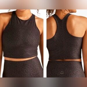 Beyond Yoga Softmark Refocus Crop Tank Size M/Charcoal Leopard